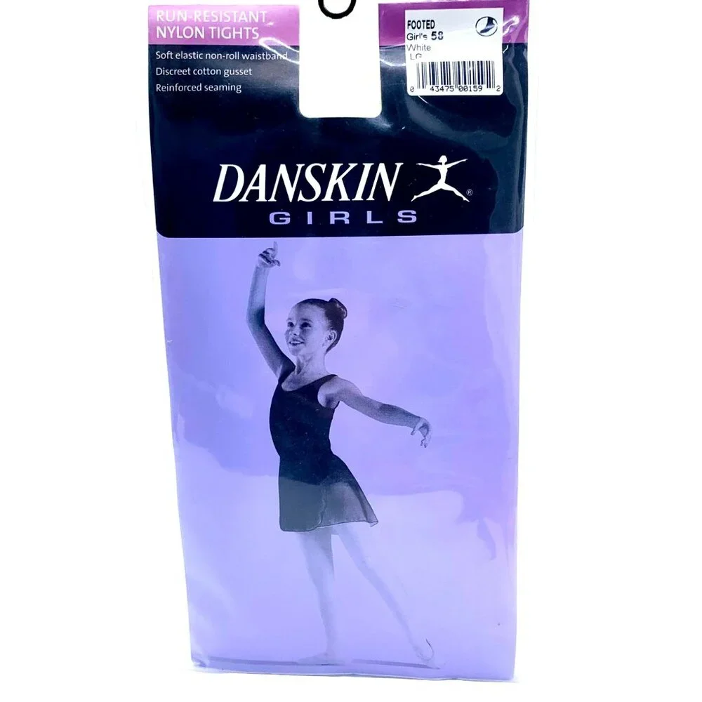 Danskin Girls Dance Skate Tights Pack of 3 Snowflake Angel White 58 Size I, 6X-7